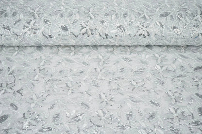 Pilt pitskangaga|litritega tikitud tüll 160 g/m² - hõbedane – saadaval Šarlotes audumi