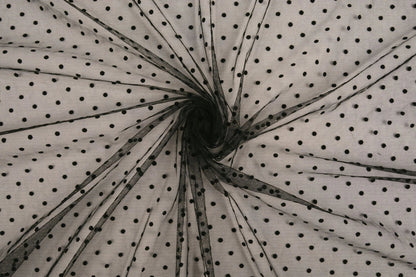 Soft tulle with polka dots - black