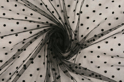 Soft tulle with polka dots - black