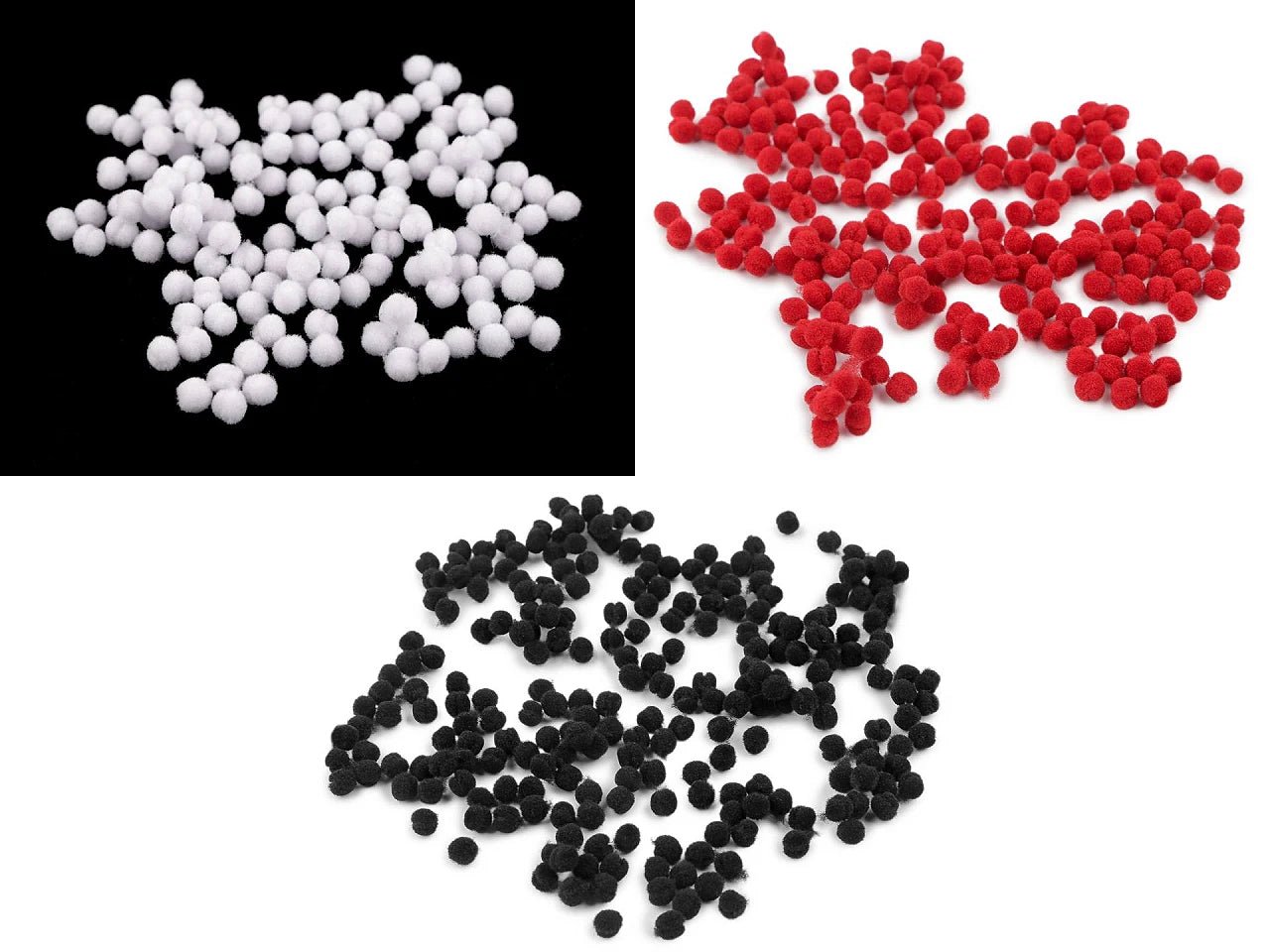 Attēls ar Mini pomponi Ø4 mm | Balti | 2000 gabali iepakojumā|dažādu toņu – pieejams Šarlotes audumi