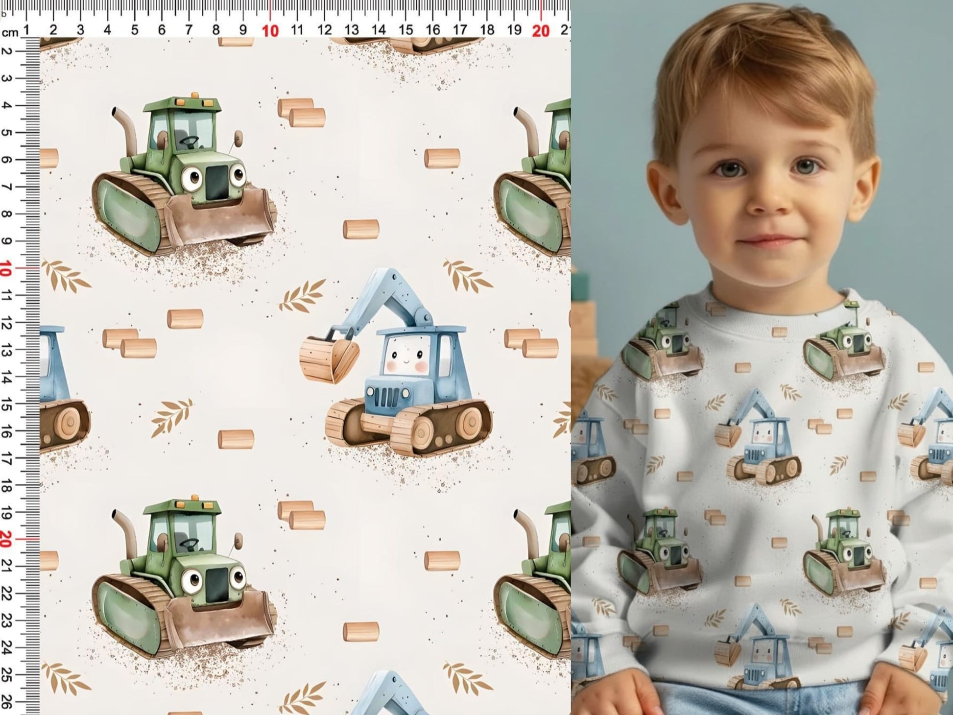 Image de Minky polaire (lisse) - tracteurs 220 g/m² – disponible chez Šarlotes audumi