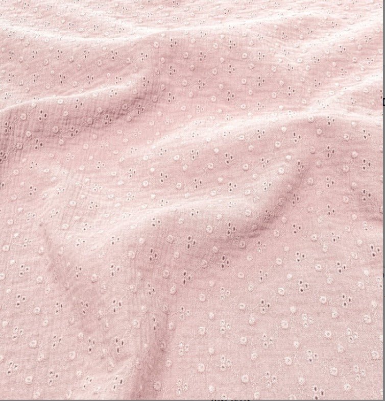 Image with Muslin - embroidered powder pink flowers 130 g/m² – available at Charlotte Fabrics