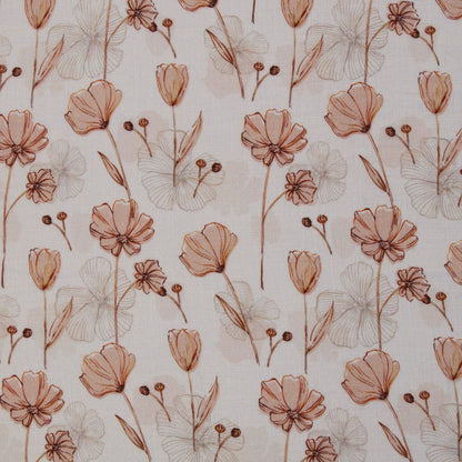 Mousseline - délicat motif floral beige 130 g/m²