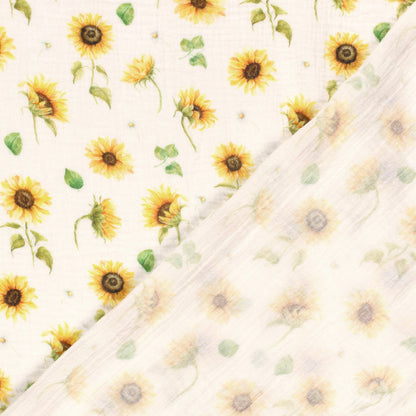 Image de mousseline - tournesols 120 g/m² – disponible chez Tissus Charlotte