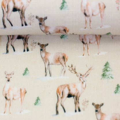 Image with Muslin - fawn with spruce 130 g/m² – available at Šarlotes audumi