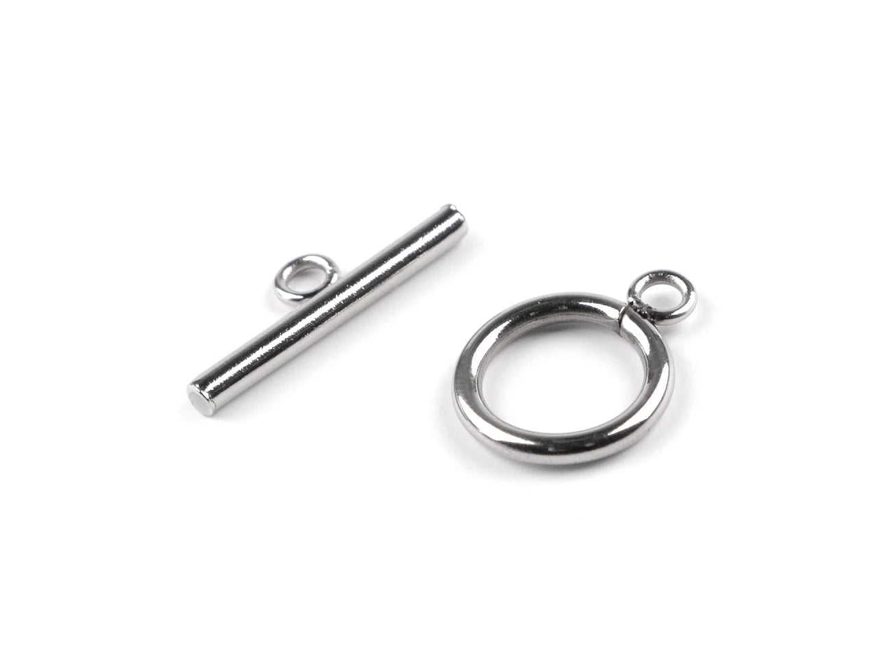 Image of stainless steel T-bar toggle clasp jewelry Ø14 mm – 2 pcs. – available online at Šarlotes audumi