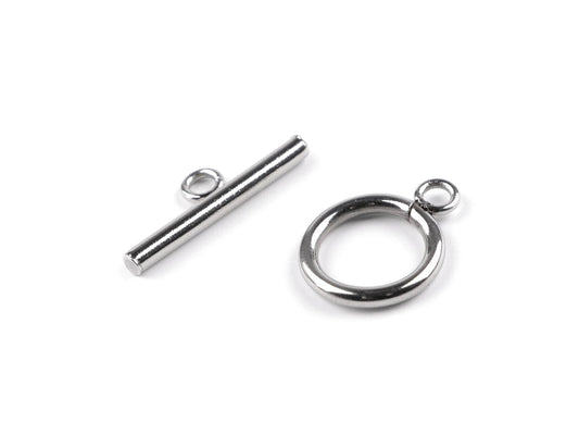 Image of stainless steel T-bar toggle clasp jewelry Ø14 mm – 2 pcs. – available online at Šarlotes audumi