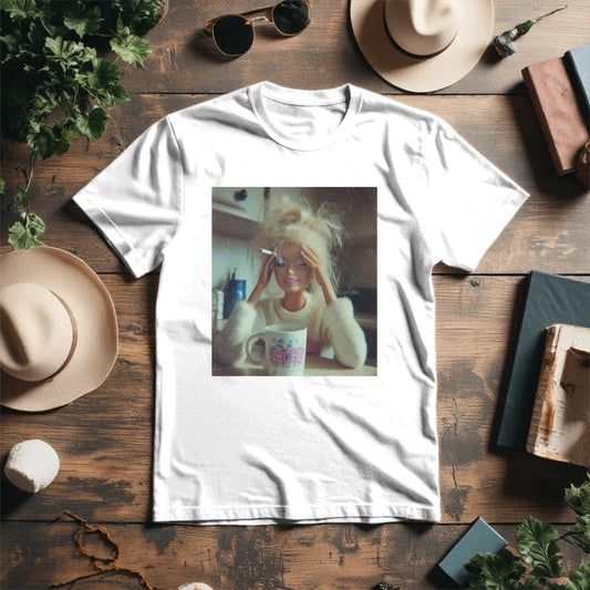 Attēls ar Organiskās kokvilnas T - krekls ar ironisko mood dizainu – pieejams Šarlotes audumi