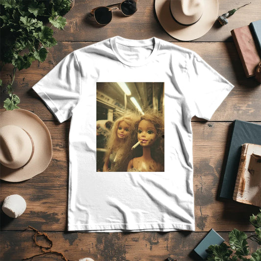 Attēls ar Organiskās kokvilnas T - krekls “Chaotic Barbie Mood – pieejams Šarlotes audumi