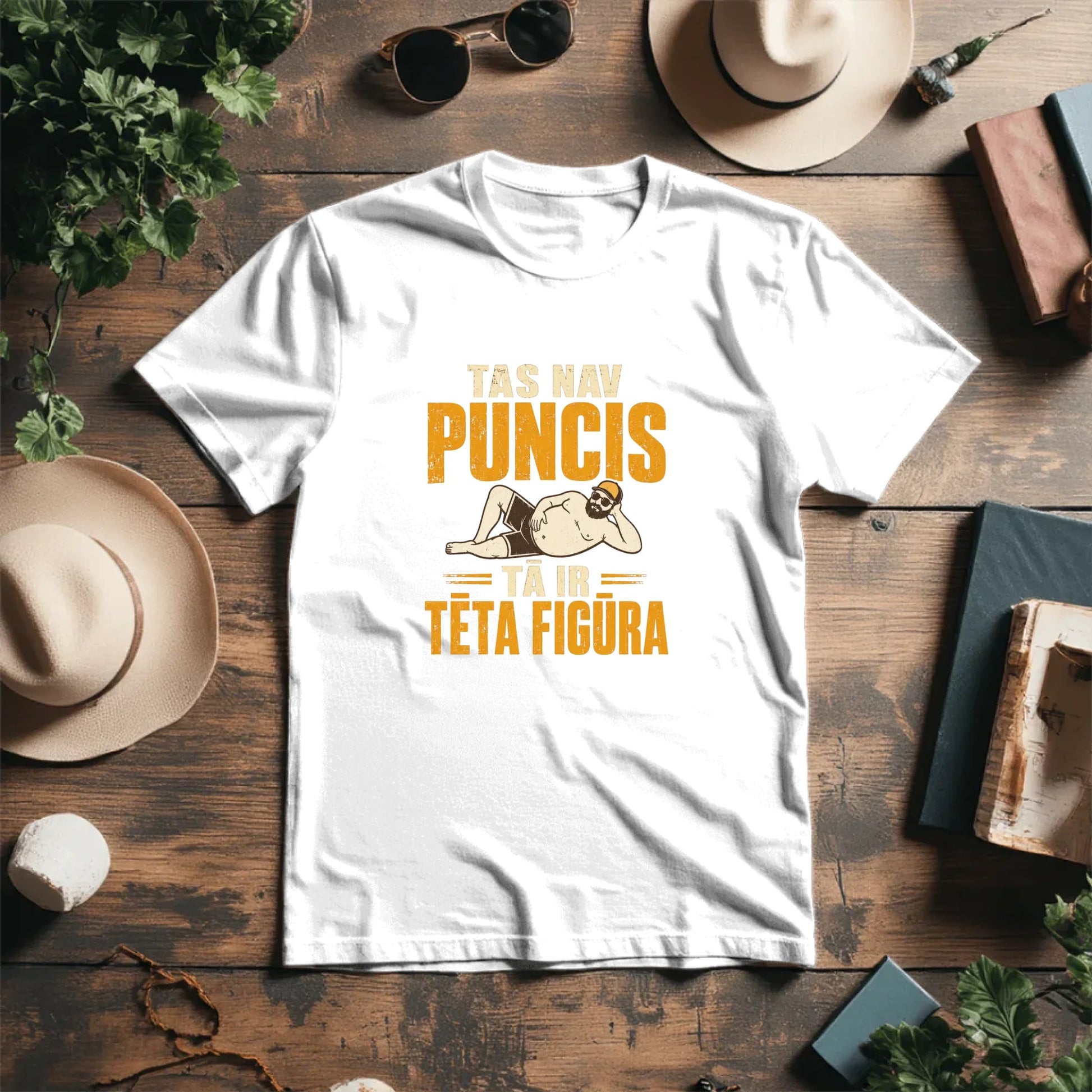 Image of an organic cotton T-shirt "That's not a belly - that's a dad bod!" – available online at Šarlotes audumi
