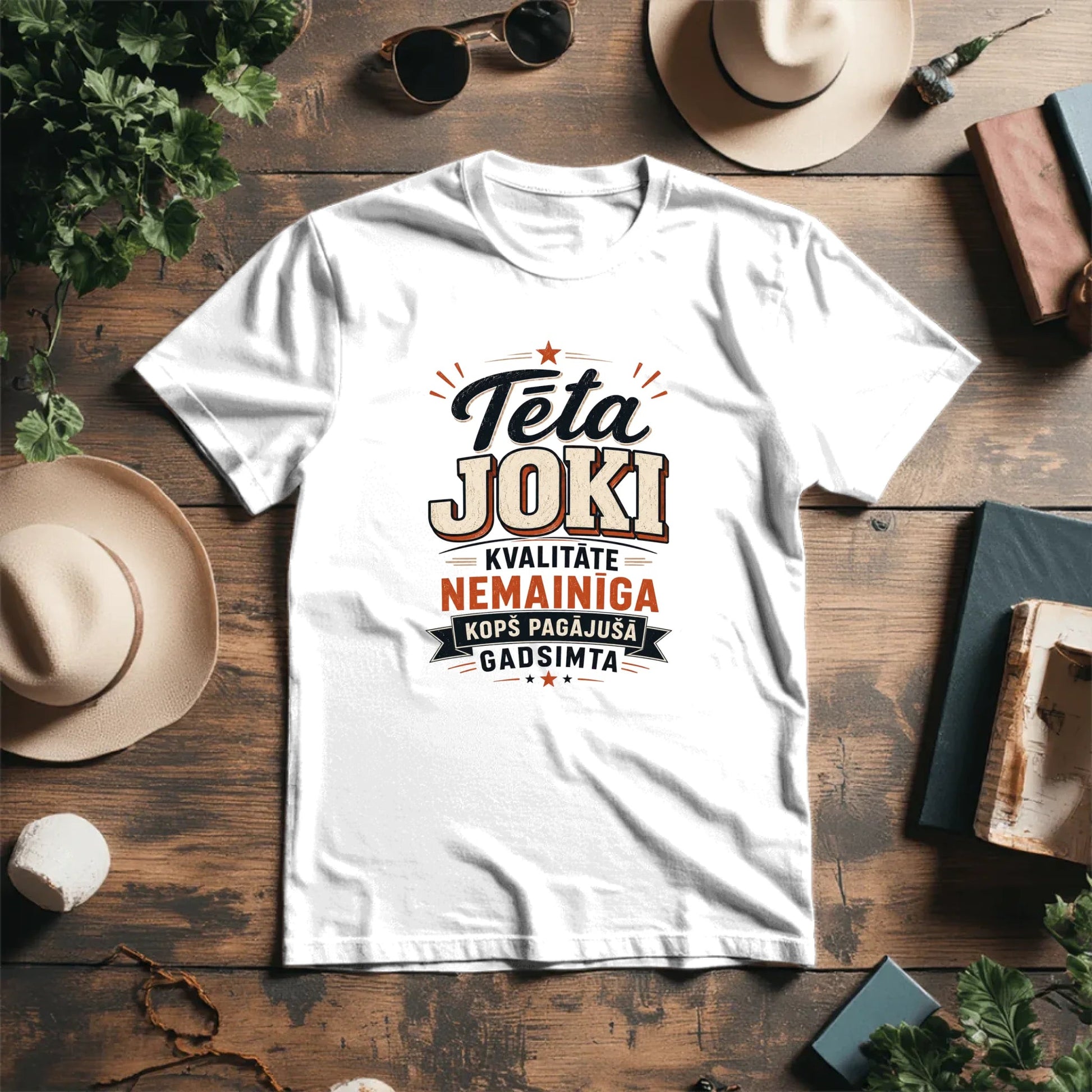 Organic cotton T-shirt "Dad Jokes" available online at Šarlotes audumi