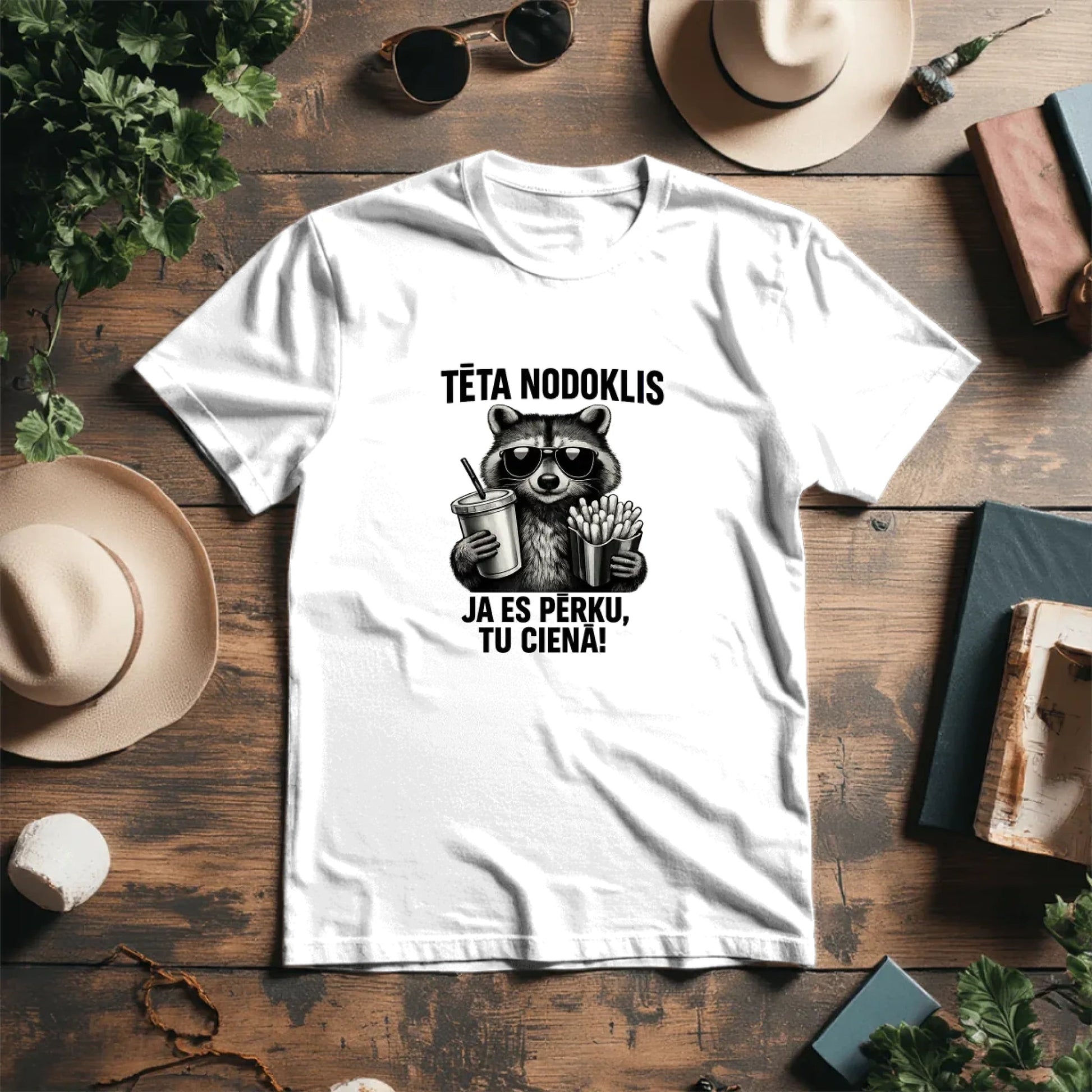 Image of organic cotton T-shirt "Dad's tax" – available online at Šarlotes audumi