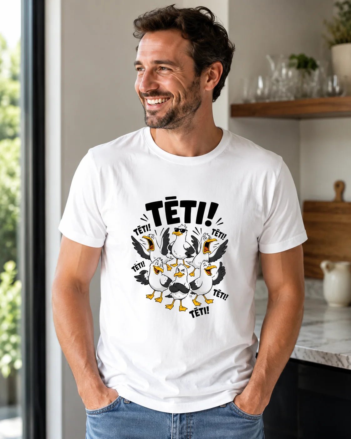 Organic cotton T-shirt "DAD" available online at Šarlotes audumi
