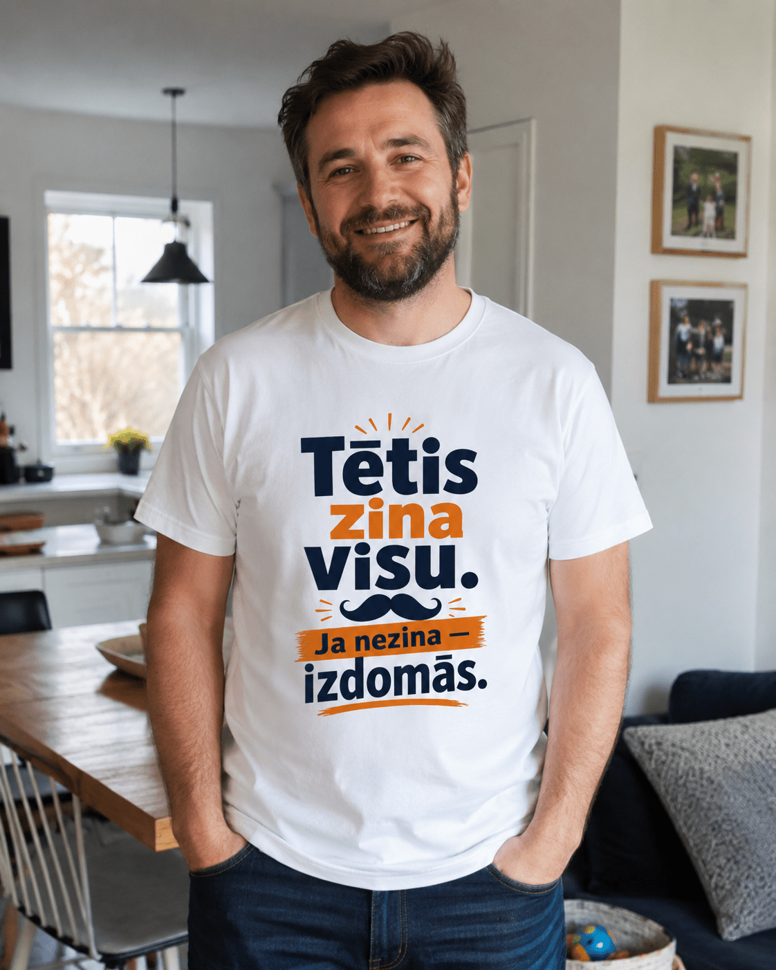 Organic cotton T-shirt "Dad knows everything. If he doesn't, he'll make it up." available online from Šarlotes audumi