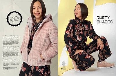 Attēls ar OTTOBRE Design Family – šūšanas žurnāls ar piegrieztnēm angļu valodā – pieejams internetā Šarlotes audumi