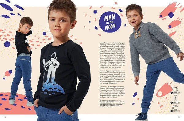 Attēls ar OTTOBRE design Kids 4/2018 – bērnu apģērbu piegrieztņu žurnāls angļu valodā – pieejams internetā Šarlotes audumi