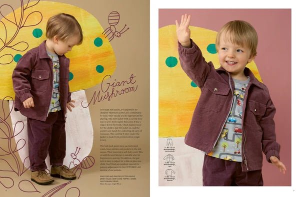 Attēls ar OTTOBRE design Kids 4/2023 – bērnu apģērbu piegrieztņu žurnāls angļu valodā – pieejams internetā Šarlotes audumi