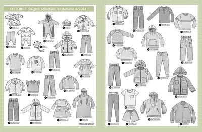 Attēls ar OTTOBRE design Kids Rudens – bērnu apģērbu piegrieztņu žurnāls angļu valodā – pieejams internetā Šarlotes audumi