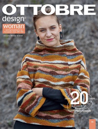 Pilt Ottobre design Woman 5/2020 – ingliskeelne naisterõivaste lõigete ajakiri – saadaval veebis Šarlotes audumi