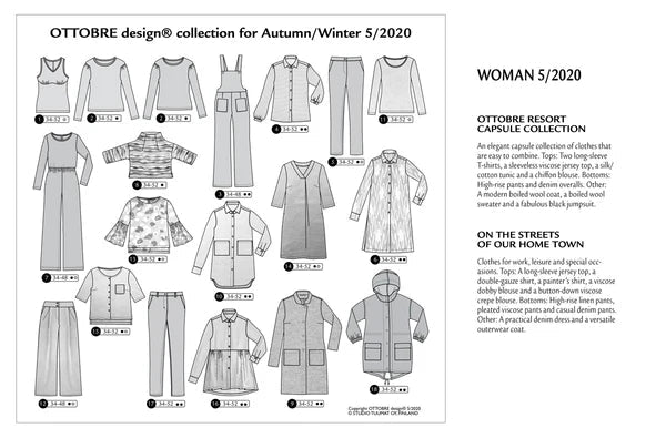 Pilt Ottobre design Woman 5/2020 – ingliskeelne naisterõivaste lõigete ajakiri – saadaval veebis Šarlotes audumi