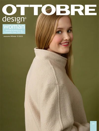 Pilt OTTOBRE design Woman 5/2022 – ingliskeelne naisterõivaste lõigete ajakiri – saadaval veebis Šarlotes audumi