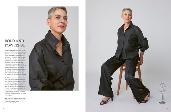 Pilt OTTOBRE design Woman 6/2023-st – ingliskeelne naisterõivaste lõigete ajakiri – saadaval veebis Šarlotes audumi