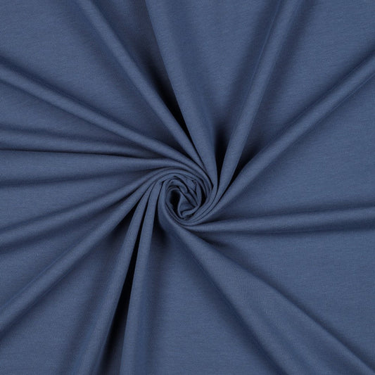 Attēls ar Pēdējais gabaliņš - Kokvilnas trikotāža - dumakaini zila 215 g/m² - 55 cm – pieejams Šarlotes audumi