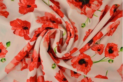 Tissu lycra pour maillots de bain - coquelicots 220 g/m²