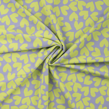 Tissu lycra pour maillot de bain - petits cœurs sur fond lilas fumé 220 g/m² | UPF 50+