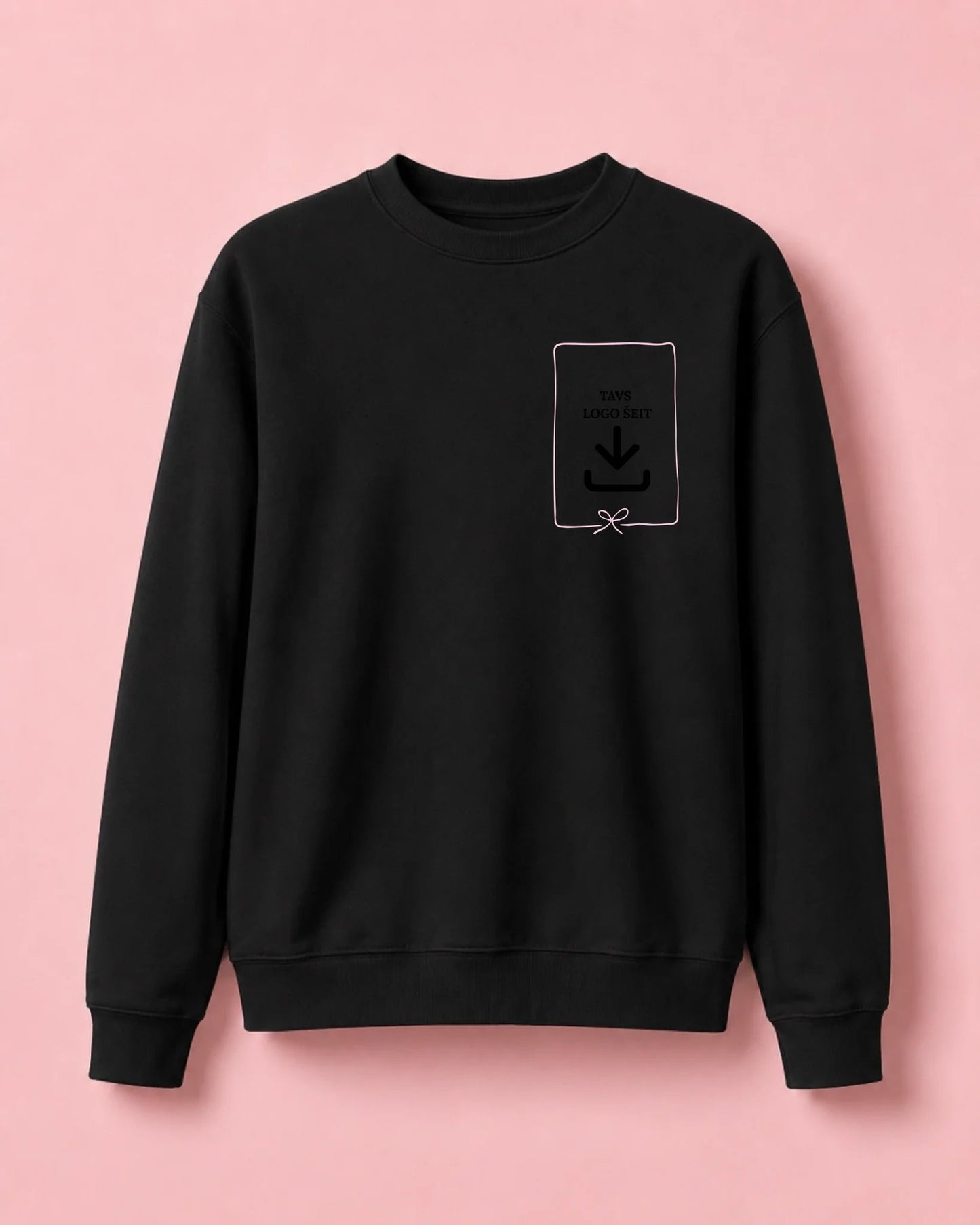 Image of a personalized sweatshirt with your logo - black, available online at Charlotte's Fabrics