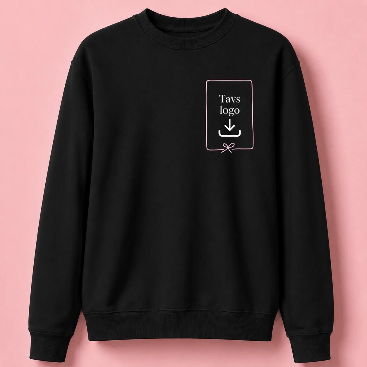 Image of a personalized black sweatshirt with your logo – available online at Charlotte Fabrics