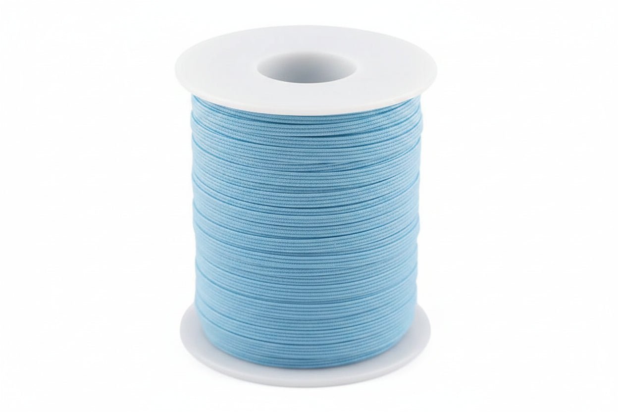 Image with 3 mm flat elastic, light blue – available online at Šarlotes audumi