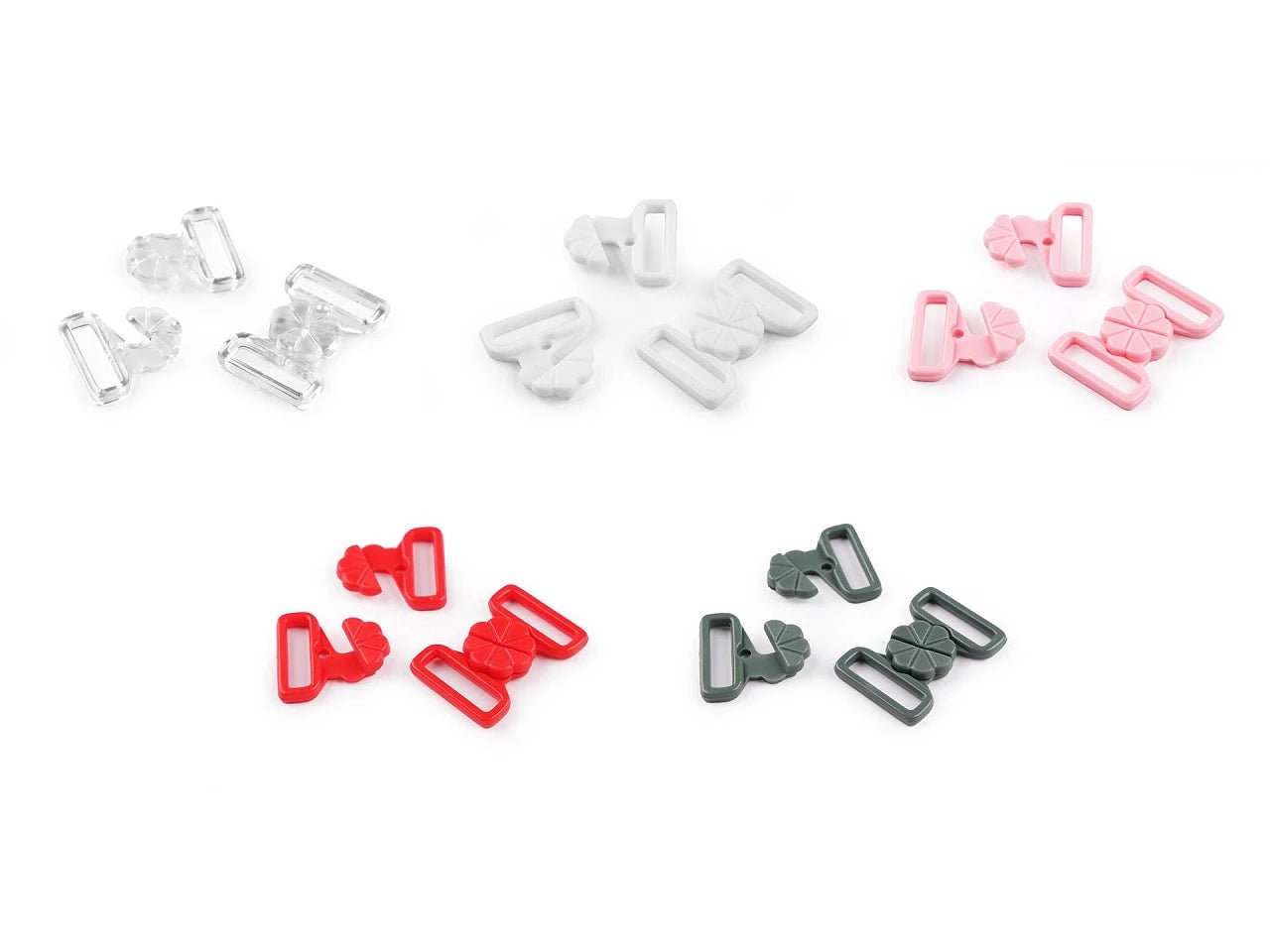 Image avec fermoir en plastique pour maillots de bain – 17 mm, 5 paires – disponible chez Šarlotes audumi