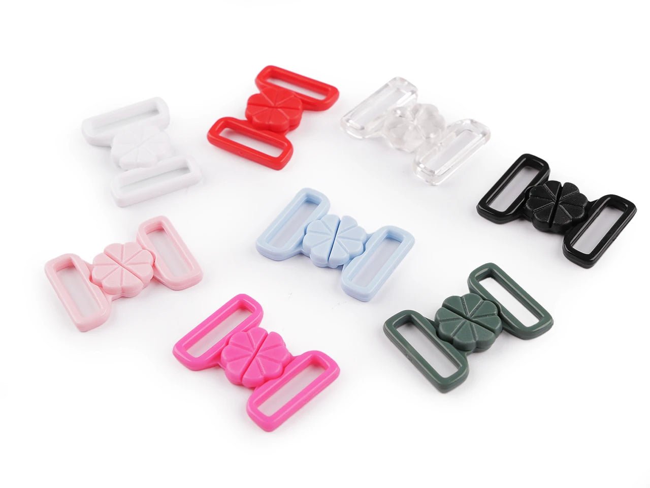 Image de fermoirs en plastique pour maillots de bain – 17 mm, 5 paires – disponible chez Šarlotes audumi