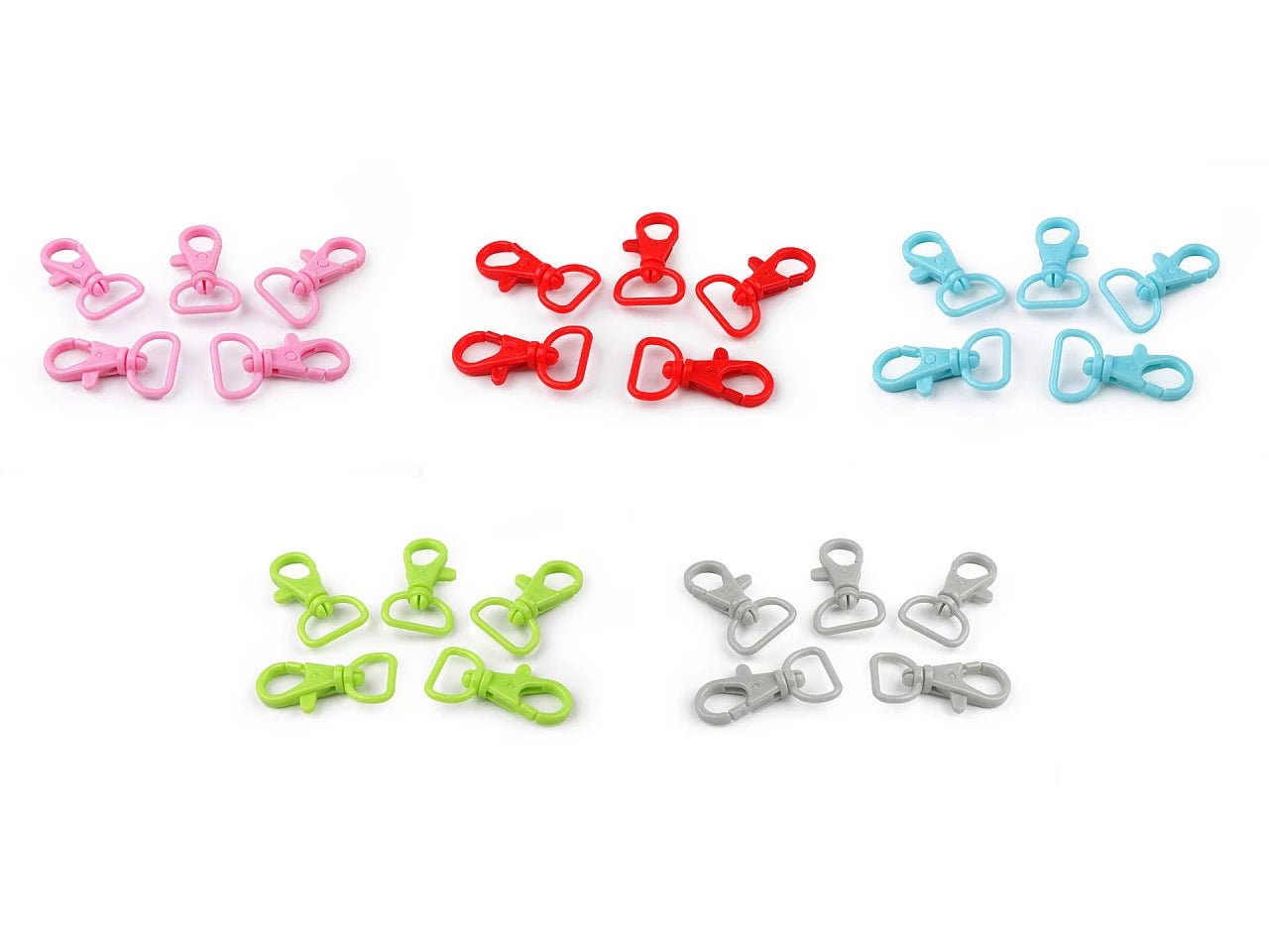 Attēls ar Plastmasas karabīnes ar grozāmu mehānismu – 17 mm 5.gab|dažādu toņu – pieejams Šarlotes audumi