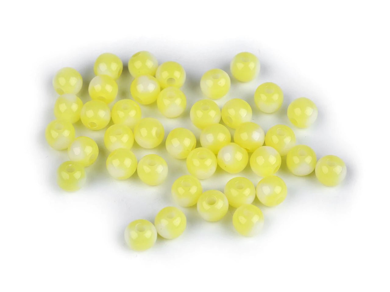 Image of plastic pearls with a heart, Ø8 mm – light yellow – available online at Šarlotes audumi