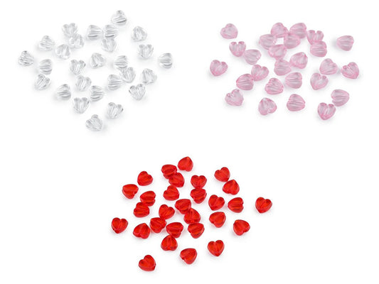 Pilt plastpärlitest südametega Ø8 mm 20 g – saadaval Šarlote kangad