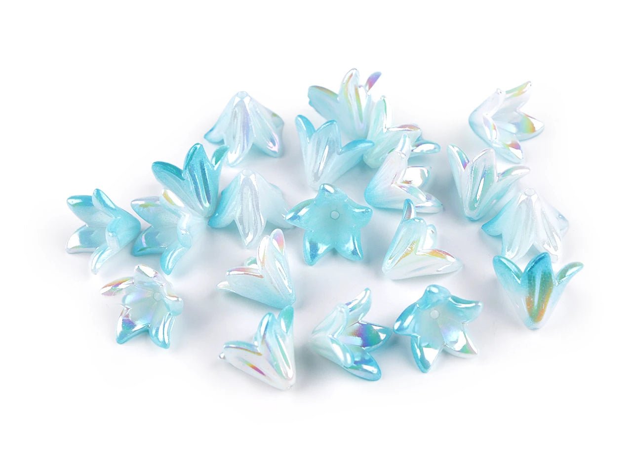 Pilt Plastist pärlitest lillekujuga, pärlmutterefektiga, 12×16 mm, 20 tk – saadaval Šarlotes audumi