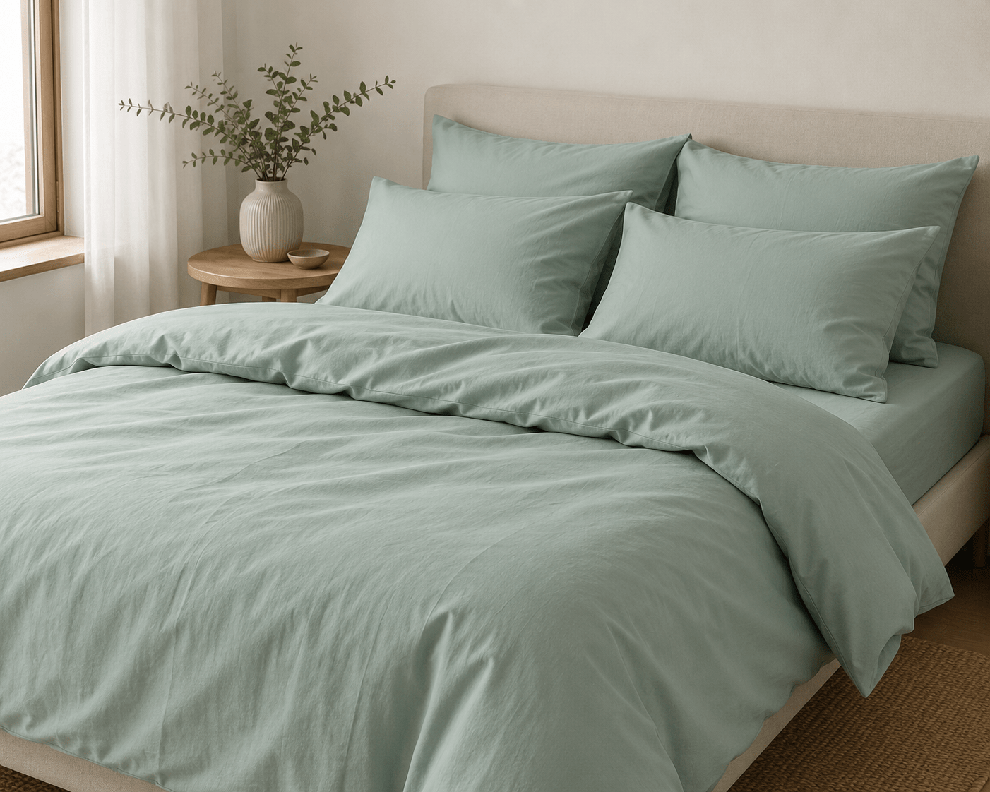 Image of wide 100% cotton fabric – sage green, 220 cm – available online at Charlotte's Fabrics