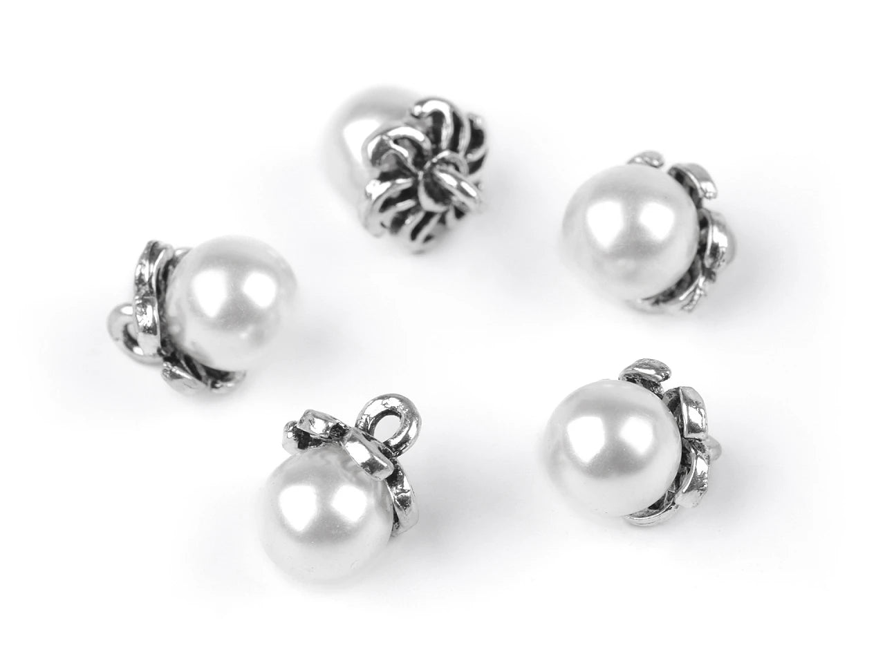 Attēls ar Pogas ar pērļu spīdumu un metāla maliņu | Ø9 mm |dažādu toņu – pieejams Šarlotes audumi