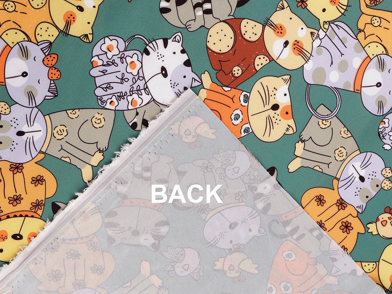 Attēls ar Poliestera audums - kaķi 80 g/m² – pieejams Šarlotes audumi