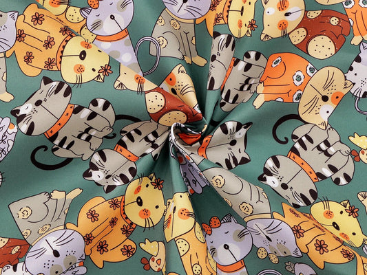 Attēls ar Poliestera audums - kaķi 80 g/m² – pieejams Šarlotes audumi