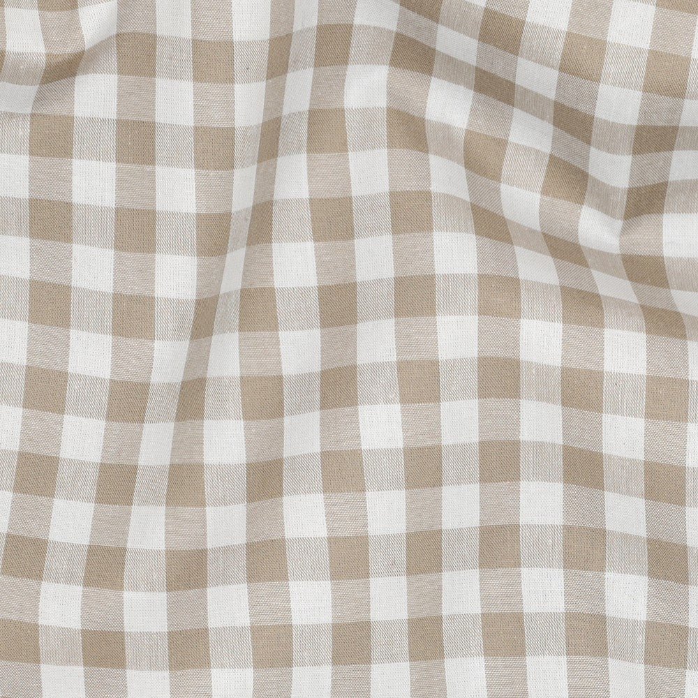 Attēls ar Premium 100% kokvilnas audums - bēšs rūtains 110 g/m² – pieejams Šarlotes audumi