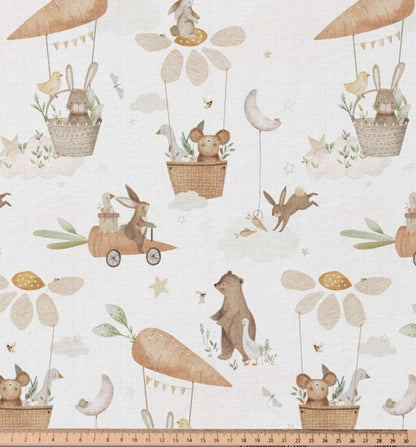 Image avec tissu Premium 100 % coton - lapins avec carottes 115 g/m² – disponible chez Šarlotes audumi