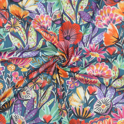Premium 100% cotton fabric - bright floral pattern 115 g/m²