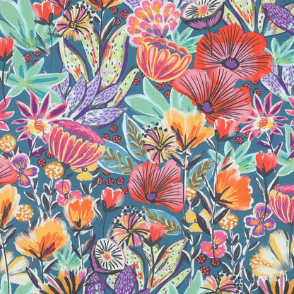 Premium 100% cotton fabric - bright floral motif 115 g/m²