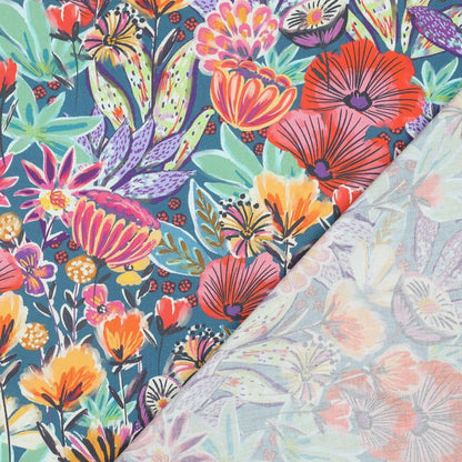 Premium 100% cotton fabric - vibrant floral motif 115 g/m²