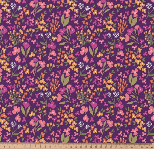 Attēls ar Premium 100% kokvilnas audums - lillā smalki ziediņi 115 g/m² – pieejams Šarlotes audumi