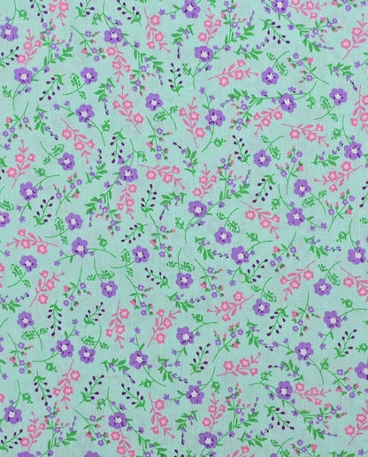 Premium-Stoff aus 100 % Baumwolle mit Blumen auf blauem Hintergrund, 115 g/m²
