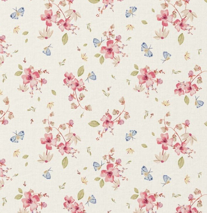 Attēls ar Premium 100% kokvilnas audums - romantisks pavasara ziedu motīvs 115 g/m² – pieejams Šarlotes audumi
